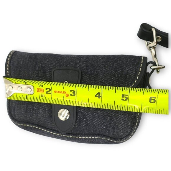 Vintage 90's Dooney & Bourke Denim DB Logo Wristlet Pouch Leather Strap Keyring - Picture 3 of 4